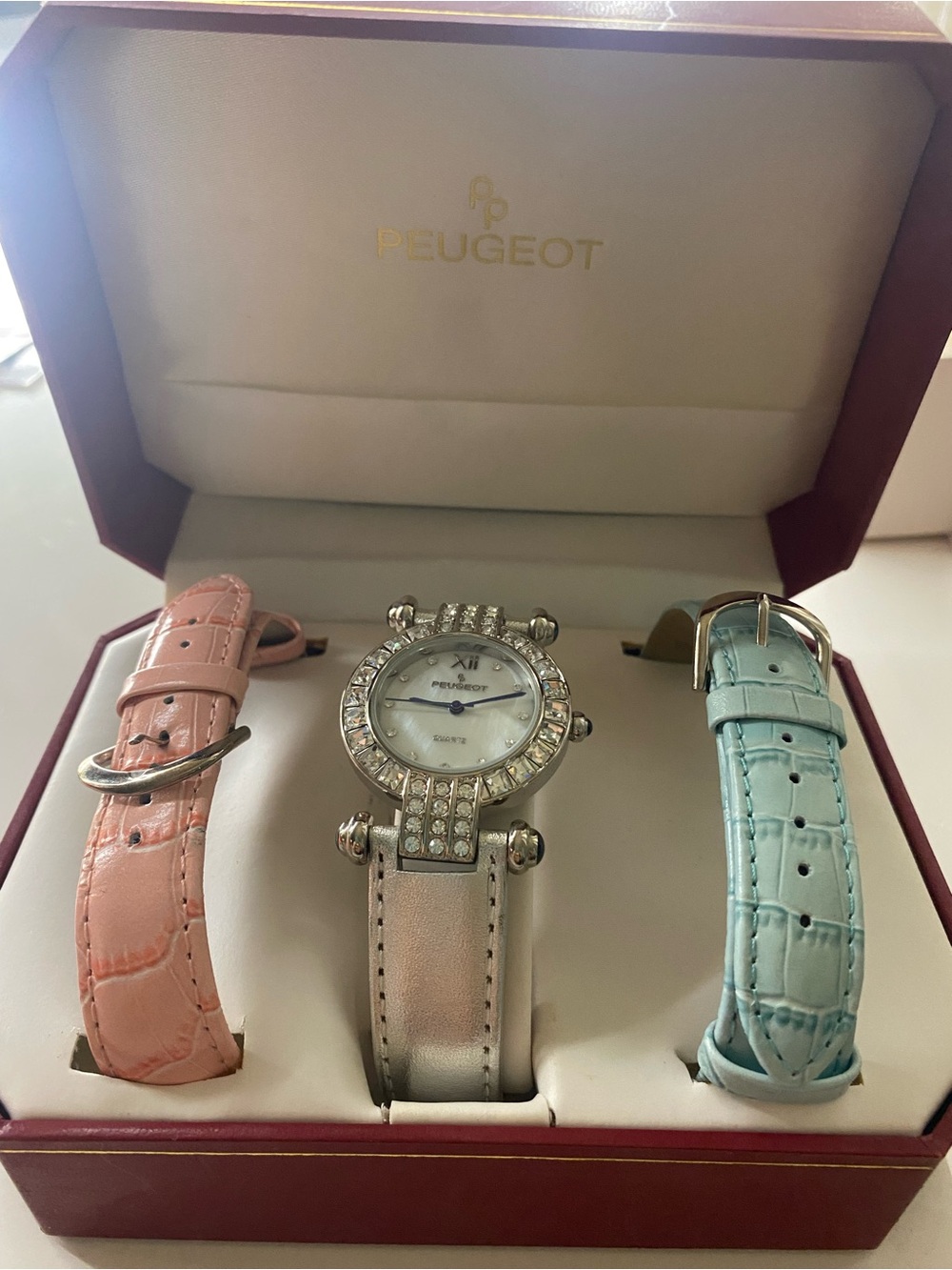 Peugeot Ladies Watch with Pink, Silver, Blue Straps